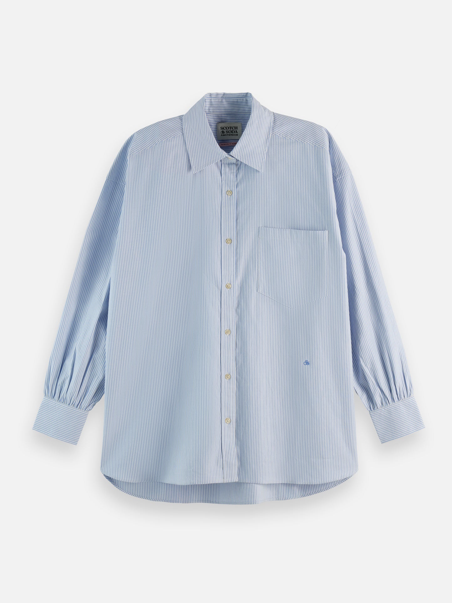 Gray CORE GIRLFRIEND OXFORD STRIPES SHIRT חולצה מכופתרת ארוכה SCOTCH & SODA