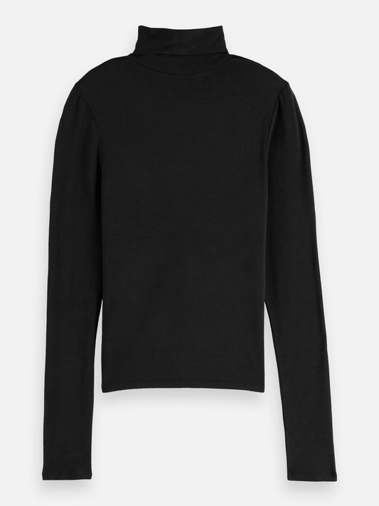 Black חולצת גולף דקה לנשים Core Roll Up Neck SCOTCH & SODA