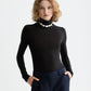Black חולצת גולף דקה לנשים Core Roll Up Neck SCOTCH & SODA