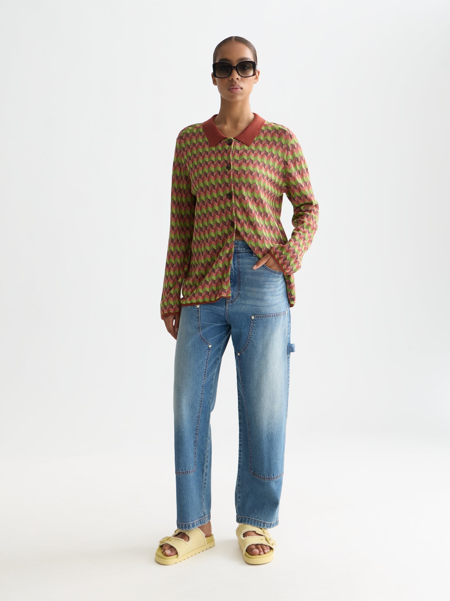 White Smoke ג׳קט סריג ג׳קארד לנשים Jacquard SCOTCH & SODA