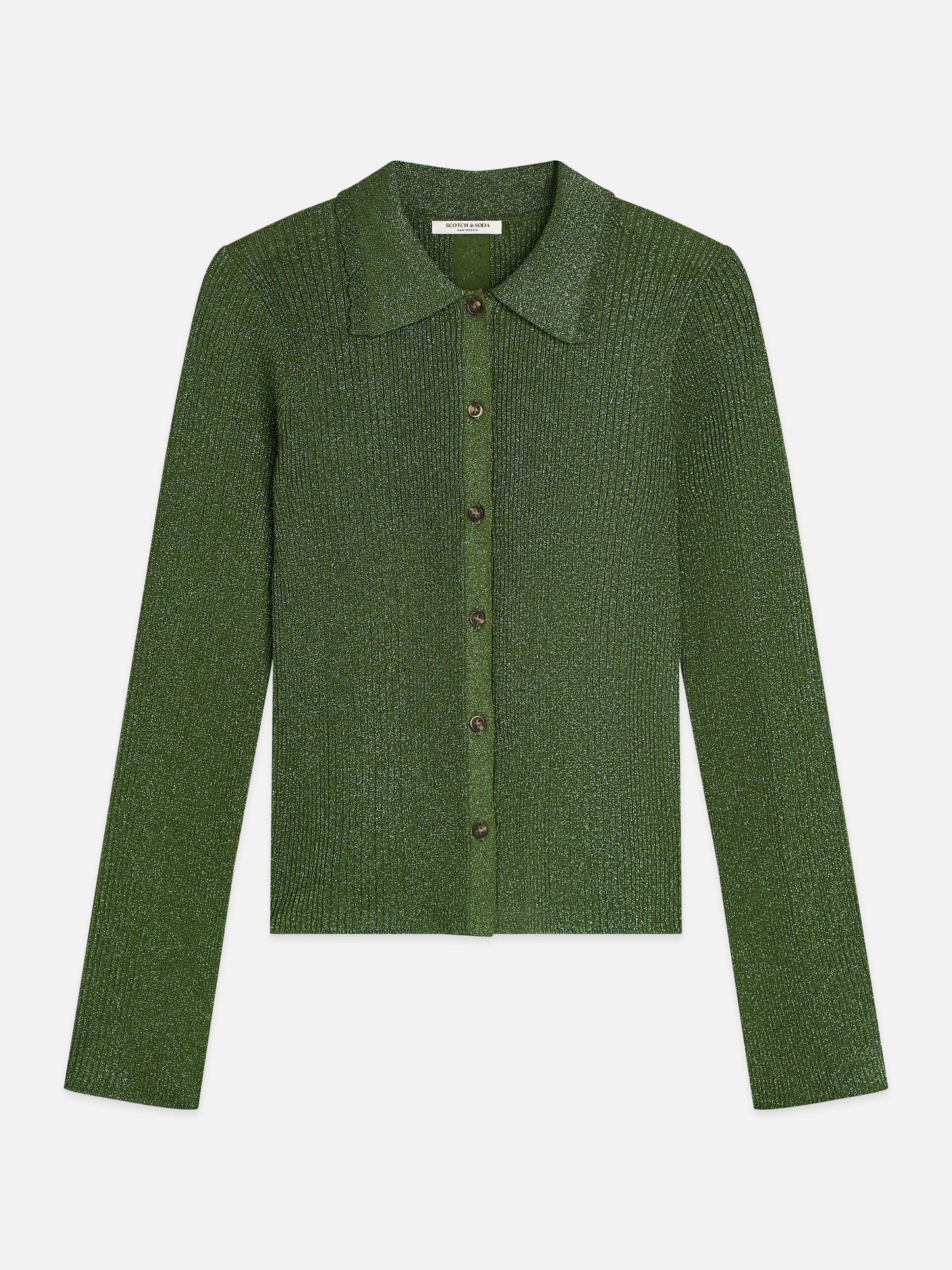 Dark Olive Green קרדיגן לנשים Metallic skinny SCOTCH & SODA