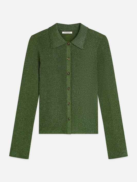 Dark Olive Green קרדיגן לנשים Metallic skinny SCOTCH & SODA