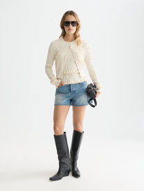 White Smoke קרדיגן סריג לנשים Smock Stitch SCOTCH & SODA