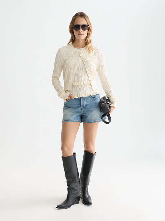 White Smoke קרדיגן סריג לנשים Smock Stitch SCOTCH & SODA