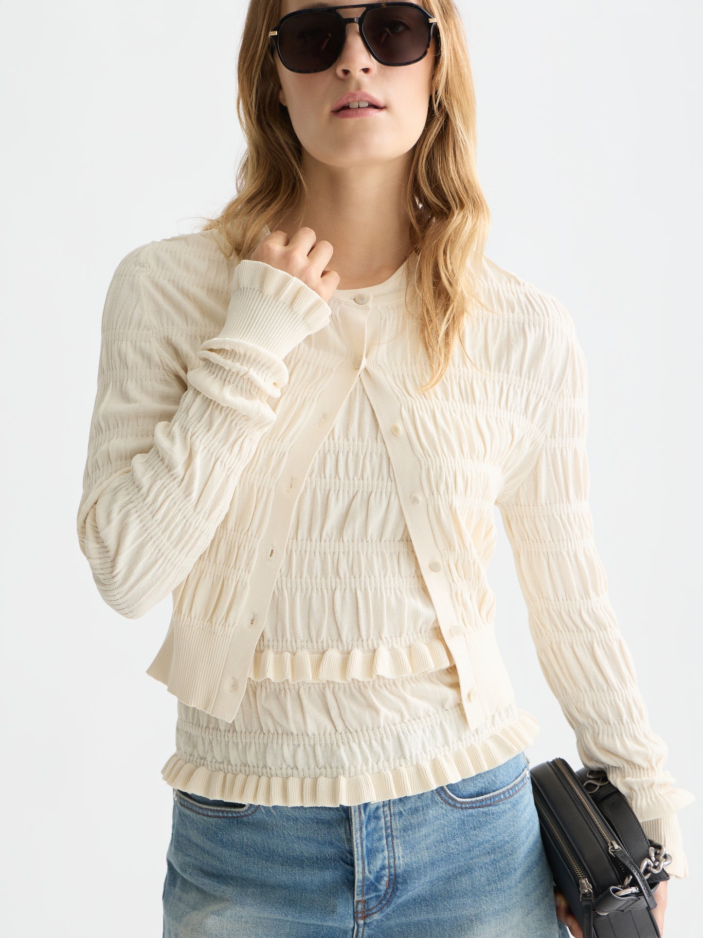 Lavender קרדיגן סריג לנשים Smock Stitch SCOTCH & SODA