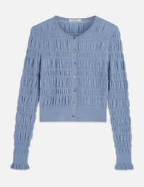 Light Slate Gray קרדיגן סריג לנשים Smock Stitch SCOTCH & SODA