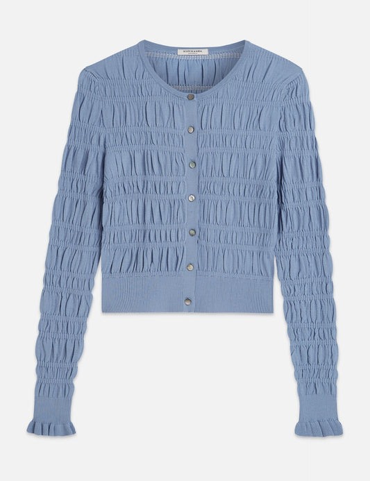 Light Slate Gray קרדיגן סריג לנשים Smock Stitch SCOTCH & SODA