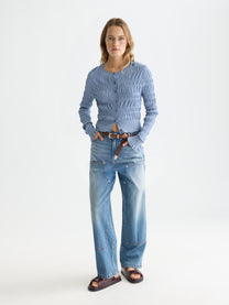 White Smoke קרדיגן סריג לנשים Smock Stitch SCOTCH & SODA