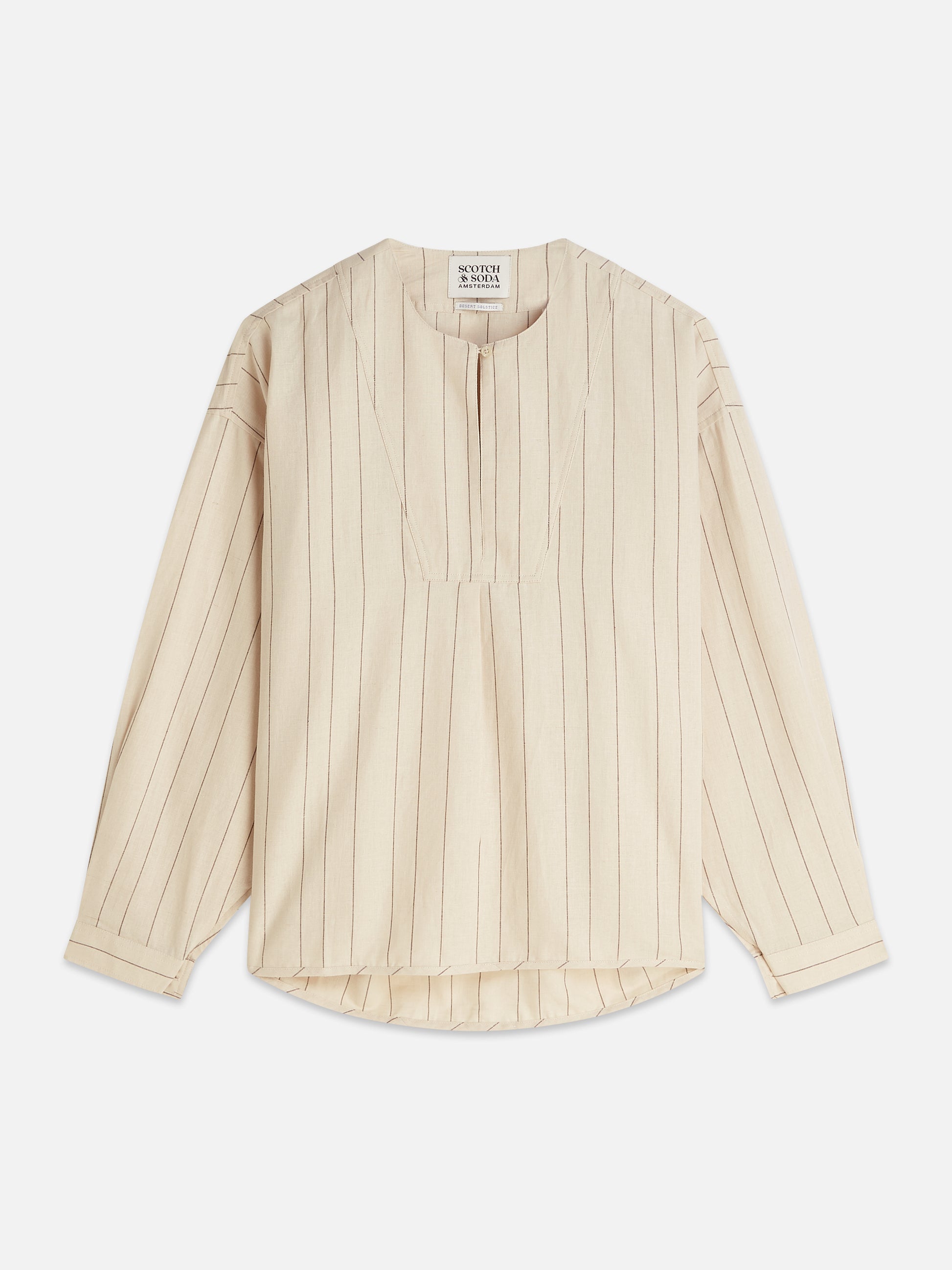Light Gray חולצה ארוכה לנשים Linen Bib SCOTCH & SODA