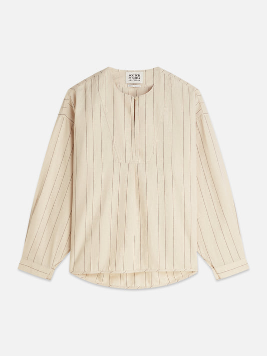 Light Gray חולצה ארוכה לנשים Linen Bib SCOTCH & SODA