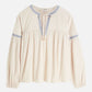 Antique White חולצת כותנה קרפ עם רקמות לנשים Crepe Blouse SCOTCH & SODA