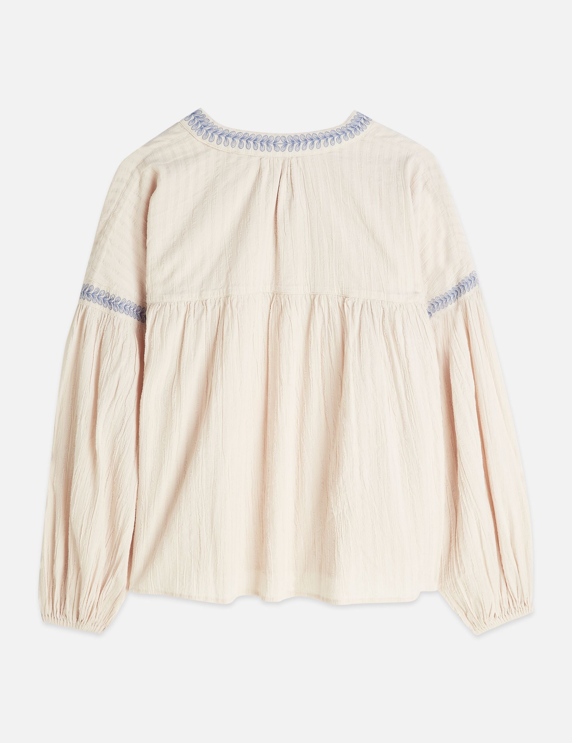 Antique White חולצת כותנה קרפ עם רקמות לנשים Crepe Blouse SCOTCH & SODA
