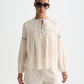 Lavender חולצת כותנה קרפ עם רקמות לנשים Crepe Blouse SCOTCH & SODA