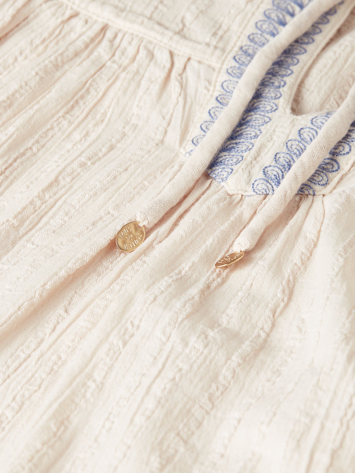 Antique White חולצת כותנה קרפ עם רקמות לנשים Crepe Blouse SCOTCH & SODA
