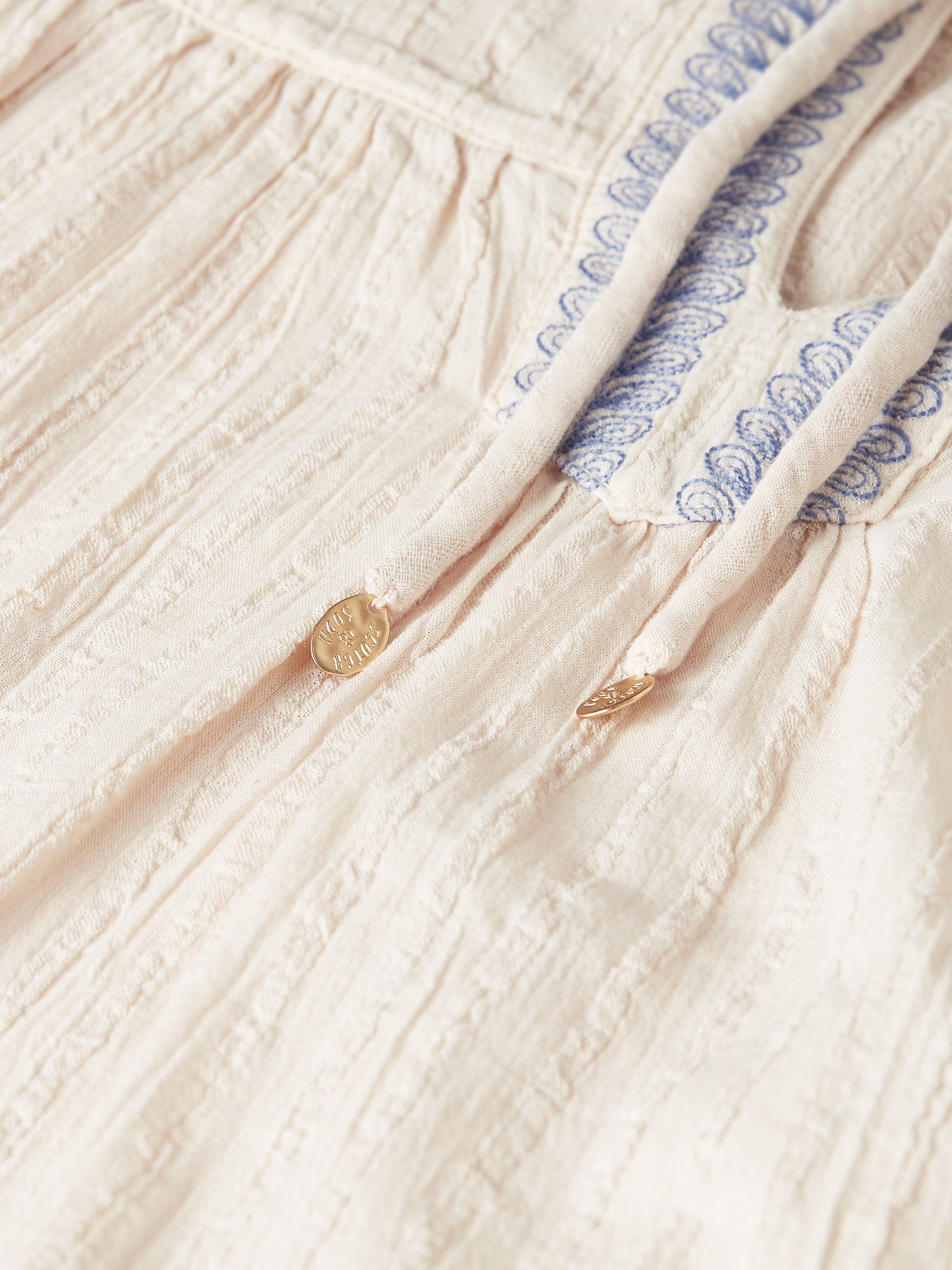 Antique White חולצת כותנה קרפ עם רקמות לנשים Crepe Blouse SCOTCH & SODA