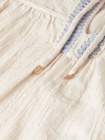 Antique White חולצת כותנה קרפ עם רקמות לנשים Crepe Blouse SCOTCH & SODA
