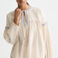 Lavender חולצת כותנה קרפ עם רקמות לנשים Crepe Blouse SCOTCH & SODA