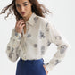 Lavender חולצה מכופתרת ארוכה לנשים Embroidered Relaxed SCOTCH & SODA
