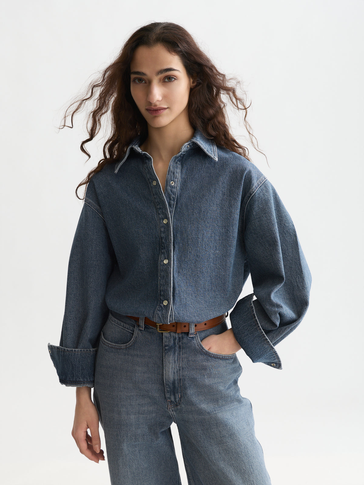 Lavender חולצה מכופתרת ארוכה לנשים Western Denim SCOTCH & SODA