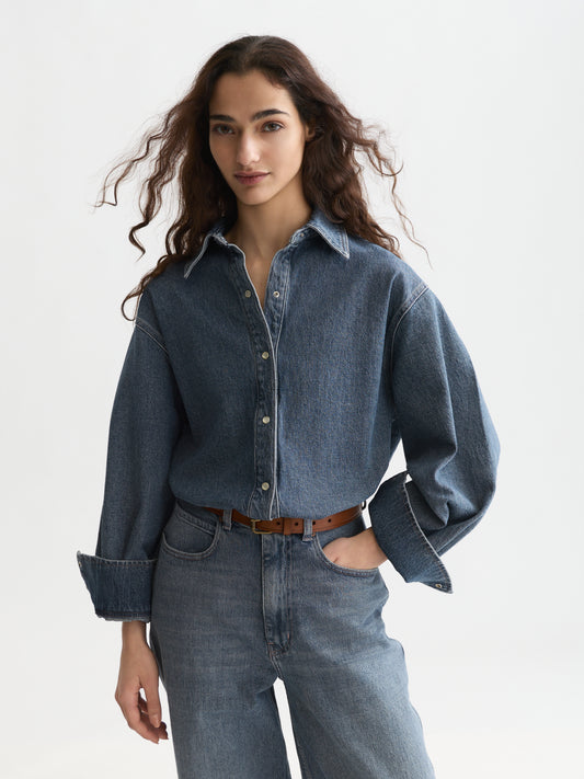 Lavender חולצה מכופתרת ארוכה לנשים Western Denim SCOTCH & SODA
