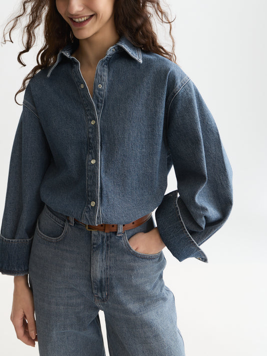 White Smoke חולצה מכופתרת ארוכה לנשים Western Denim SCOTCH & SODA
