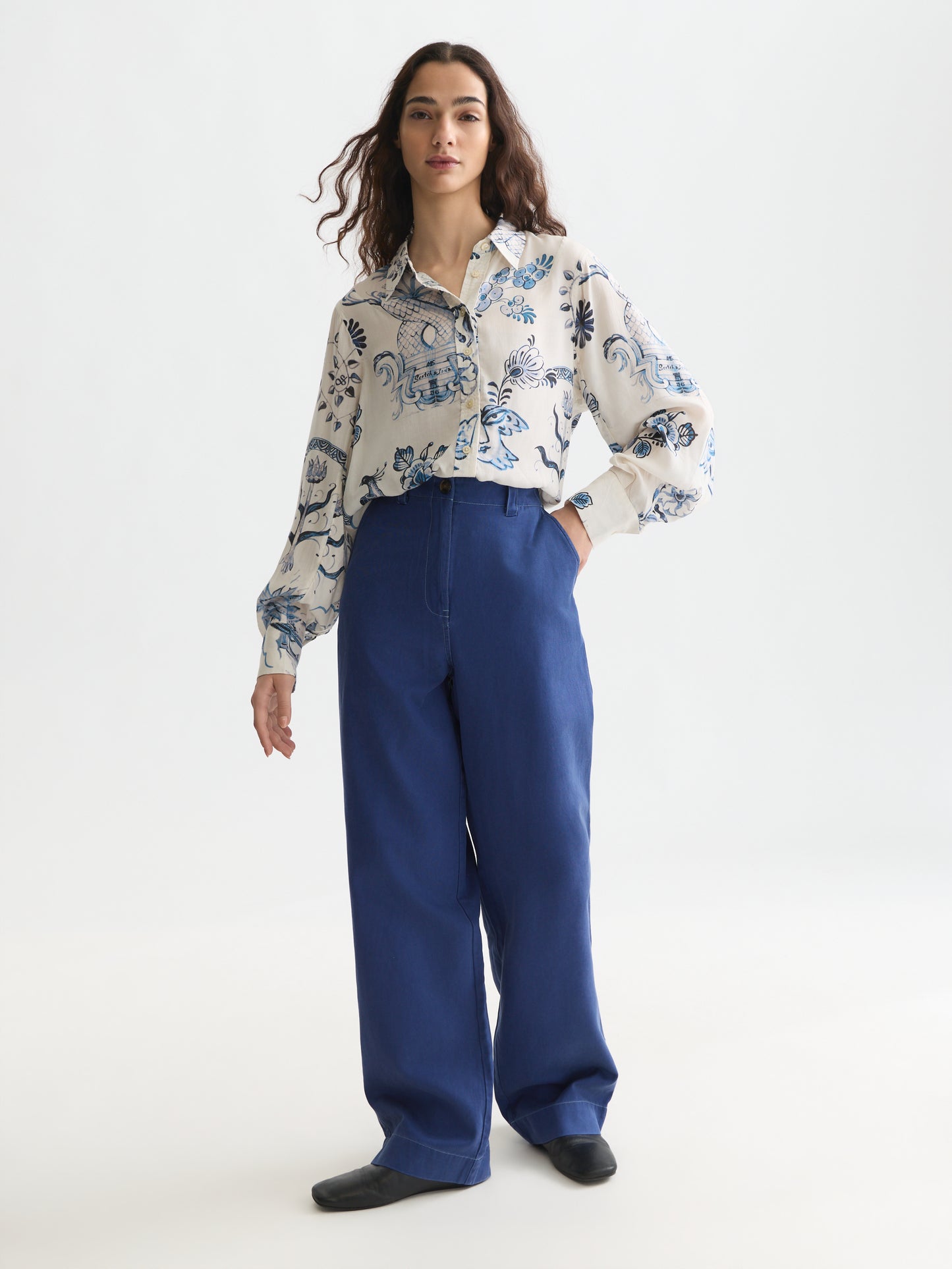 Lavender חולצה מכופתרת ארוכה לנשים Printed Relaxed SCOTCH & SODA