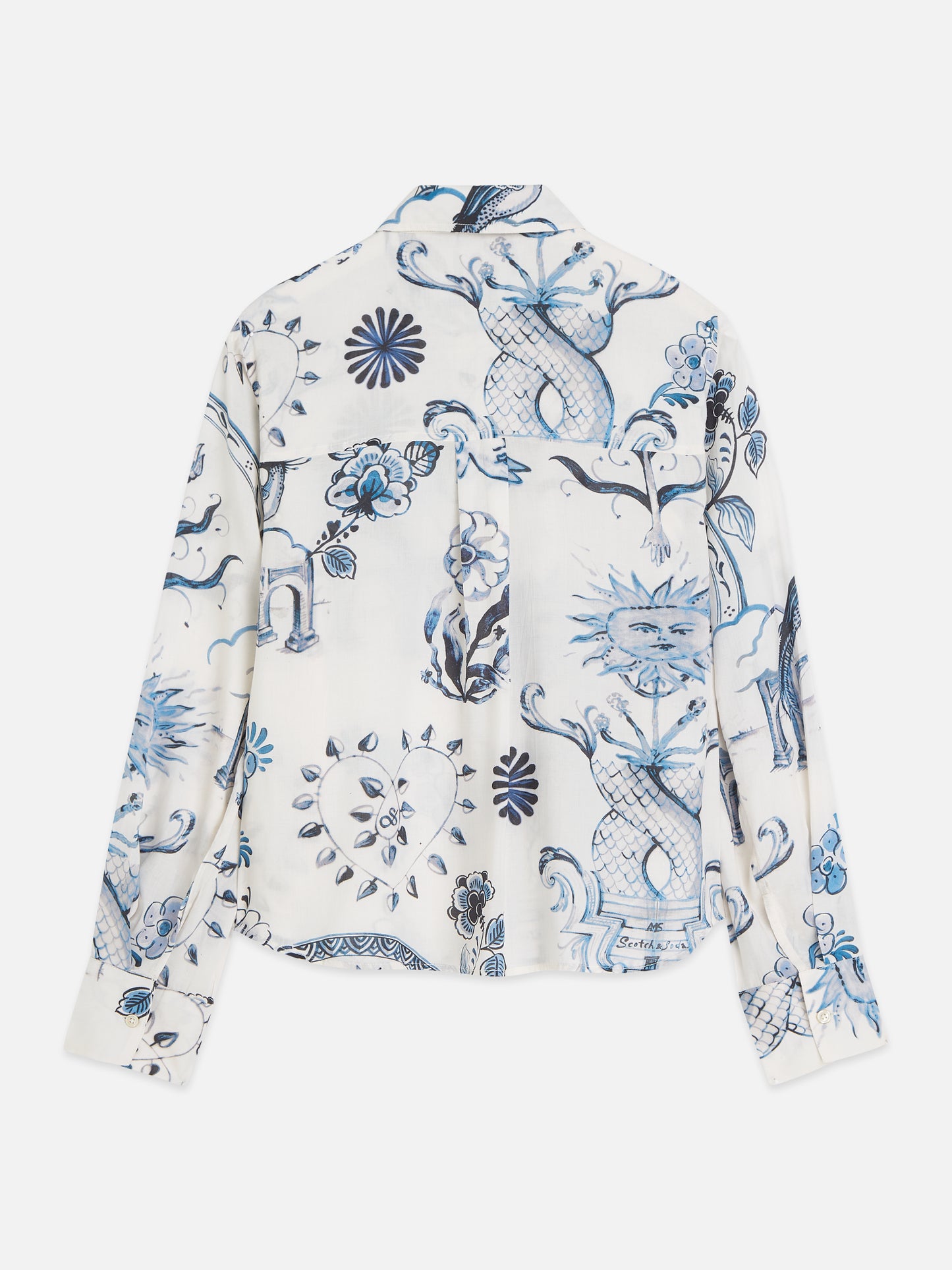 White Smoke חולצה מכופתרת ארוכה לנשים Printed Relaxed SCOTCH & SODA