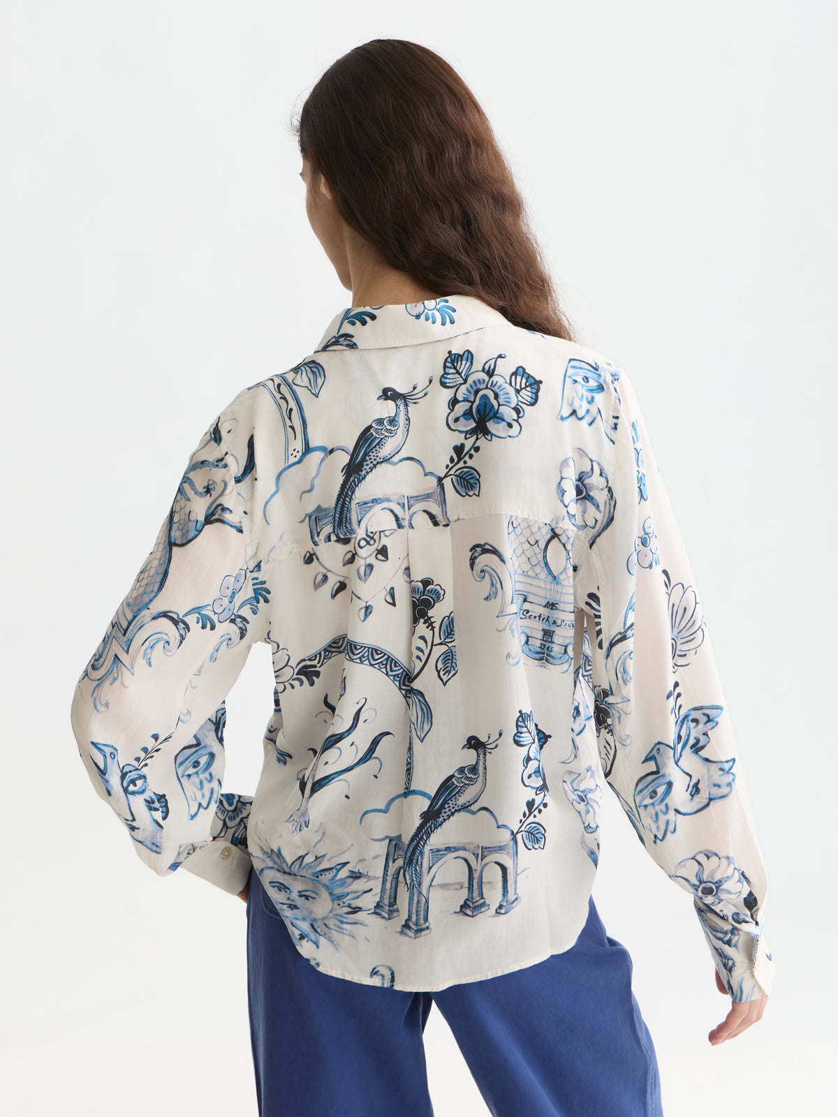 Lavender חולצה מכופתרת ארוכה לנשים Printed Relaxed SCOTCH & SODA