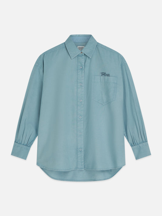 Dark Gray חולצה מכופתרת ארוכה לנשים Garment Dyed Oxford SCOTCH & SODA