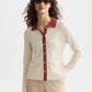Lavender קרדיגן לנשים Pointelle Knitted Polo-Neck SCOTCH & SODA
