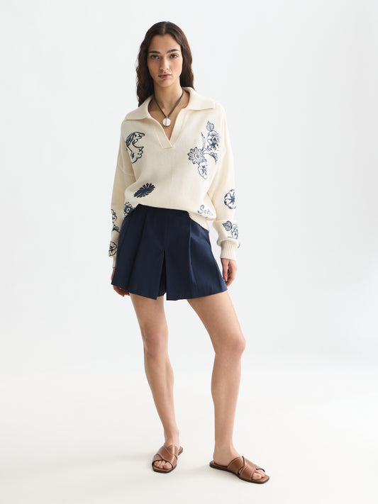 White Smoke קרדיגן לנשים Embroidered Oversized SCOTCH & SODA