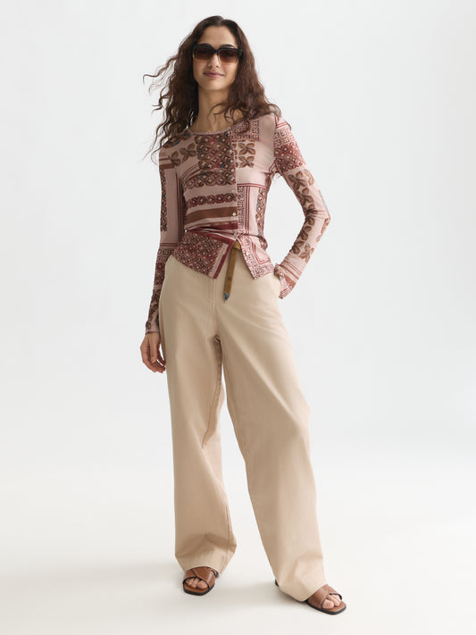 Lavender טי שירט ארוכה לנשים Printed Mesh SCOTCH & SODA