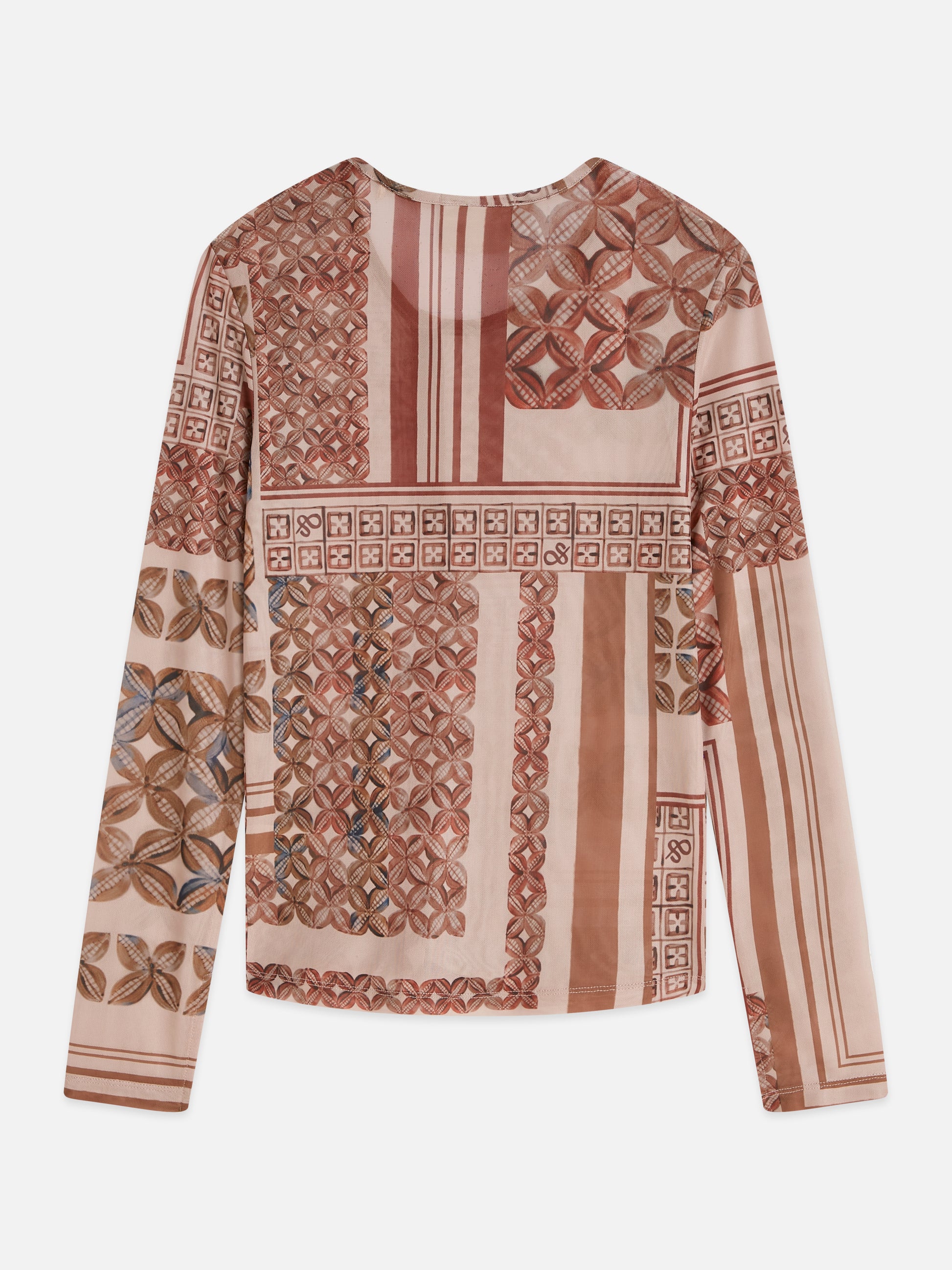 White Smoke טי שירט ארוכה לנשים Printed Mesh SCOTCH & SODA