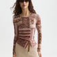 Lavender טי שירט ארוכה לנשים Printed Mesh SCOTCH & SODA
