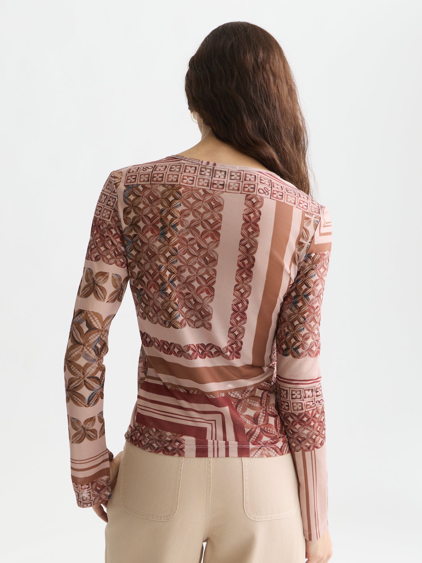 Lavender טי שירט ארוכה לנשים Printed Mesh SCOTCH & SODA