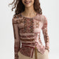 Lavender טי שירט ארוכה לנשים Printed Mesh SCOTCH & SODA