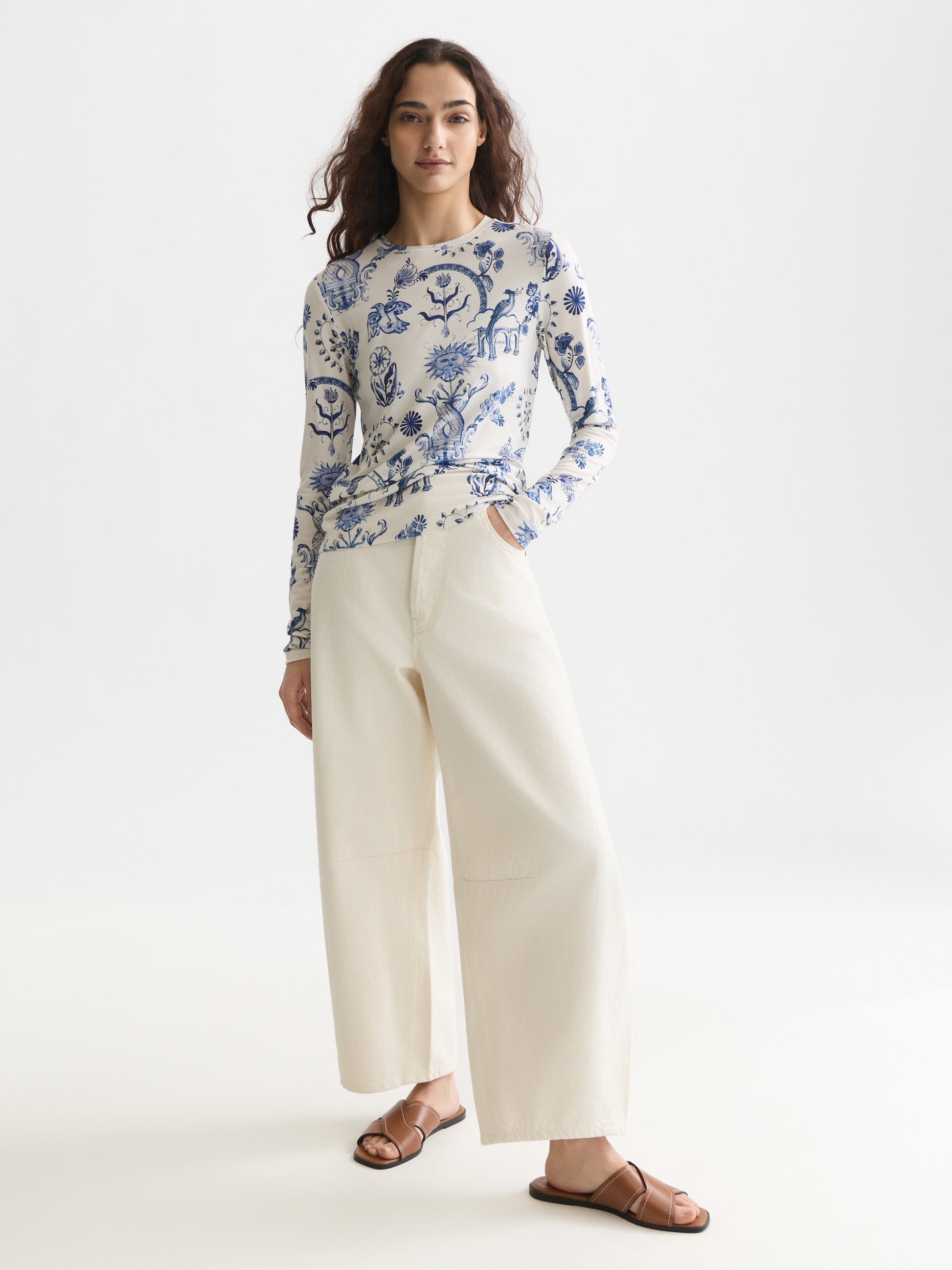 Lavender טי שירט ארוכה לנשים Printed SCOTCH & SODA