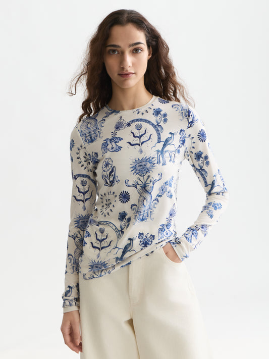 White Smoke טי שירט ארוכה לנשים Printed SCOTCH & SODA