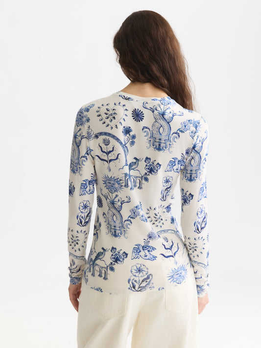 White Smoke טי שירט ארוכה לנשים Printed SCOTCH & SODA