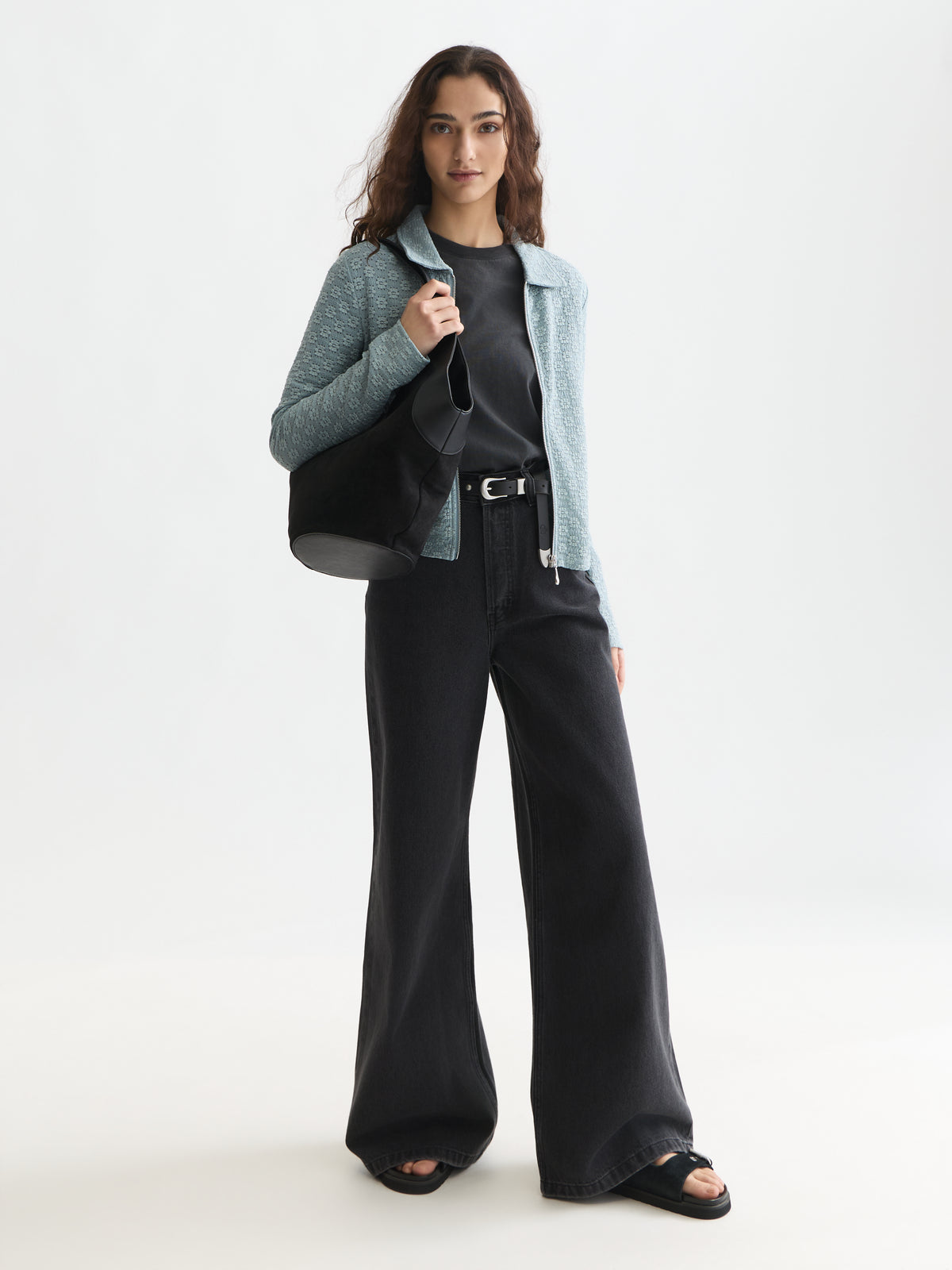 White Smoke חולצה מכופתרת ארוכה לנשים Open Structure Zipped SCOTCH & SODA