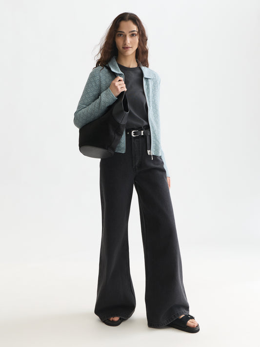 White Smoke חולצה מכופתרת ארוכה לנשים Open Structure Zipped SCOTCH & SODA