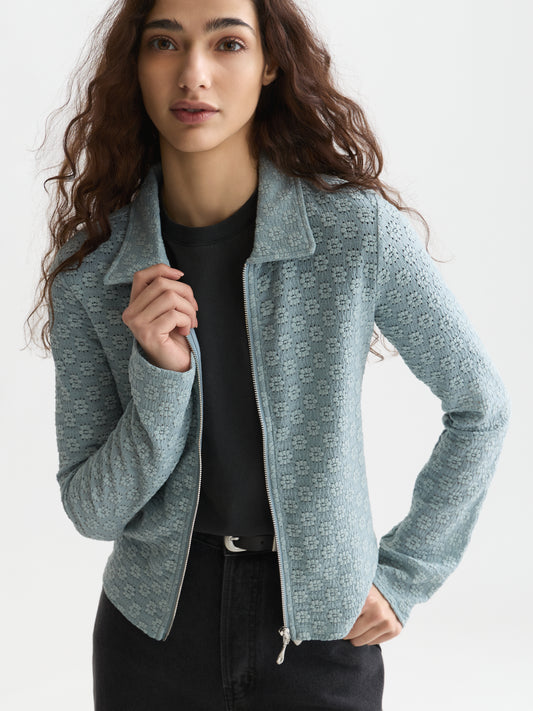 Lavender חולצה מכופתרת ארוכה לנשים Open Structure Zipped SCOTCH & SODA