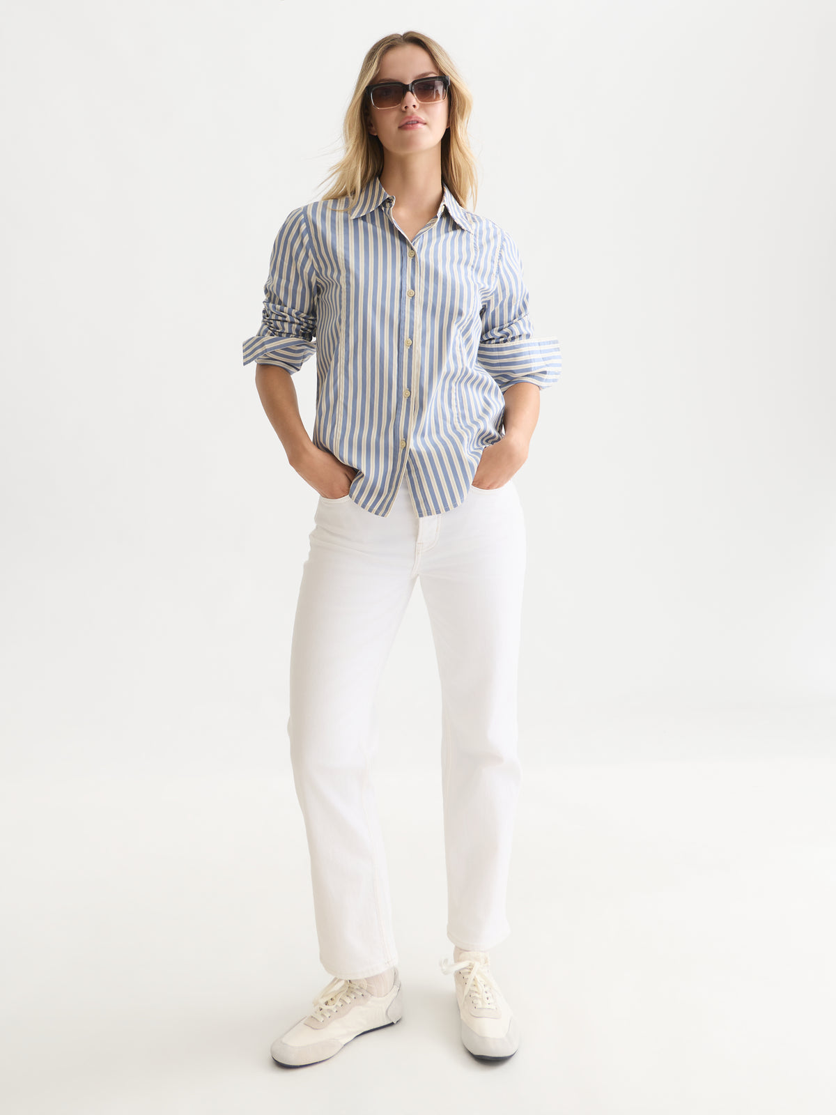 Seashell חולצה מכופתרת ארוכה לנשים Striped Tailored SCOTCH & SODA