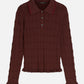 Dark Red חולצה ארוכה לנשים Ripple Stitch SCOTCH & SODA