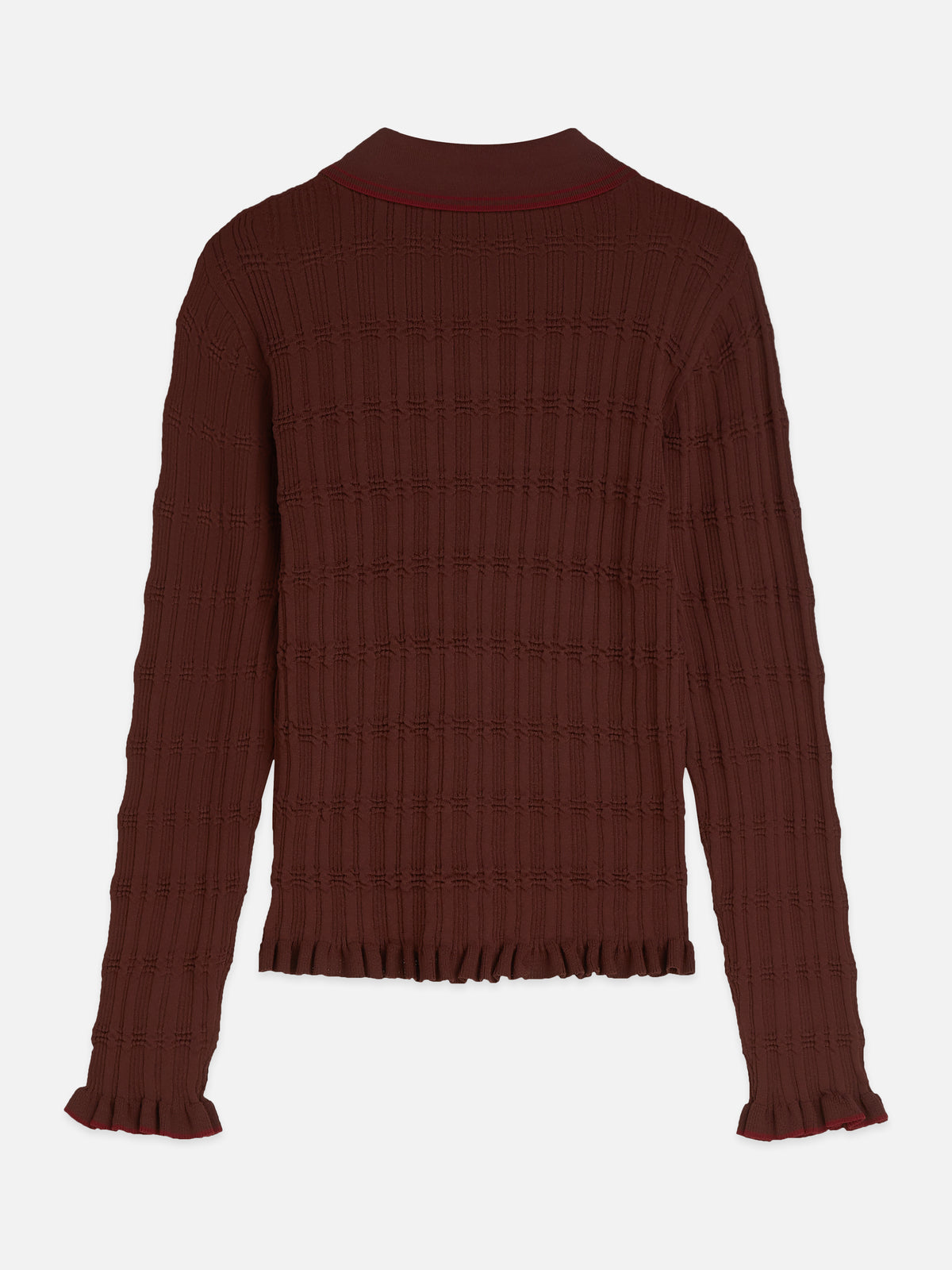 Dark Red חולצה ארוכה לנשים Ripple Stitch SCOTCH & SODA