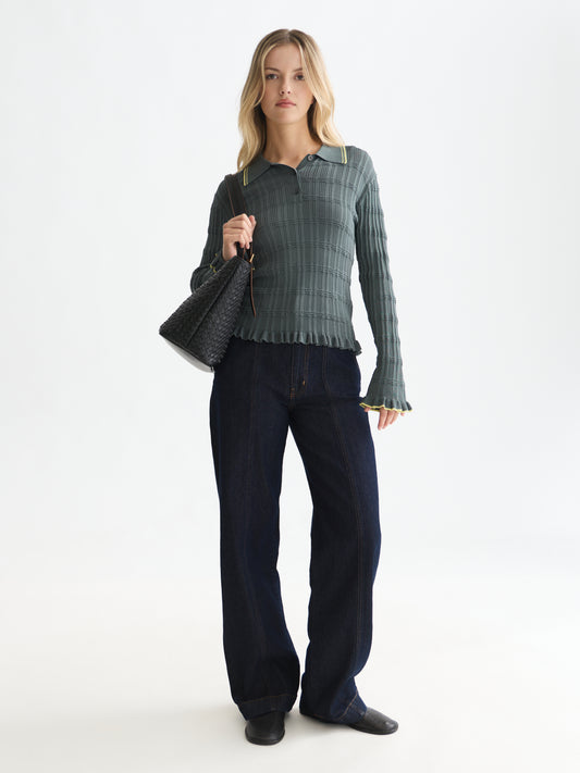 White Smoke חולצה ארוכה לנשים Ripple Stitch SCOTCH & SODA
