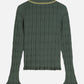 Dark Slate Gray חולצה ארוכה לנשים Ripple Stitch SCOTCH & SODA