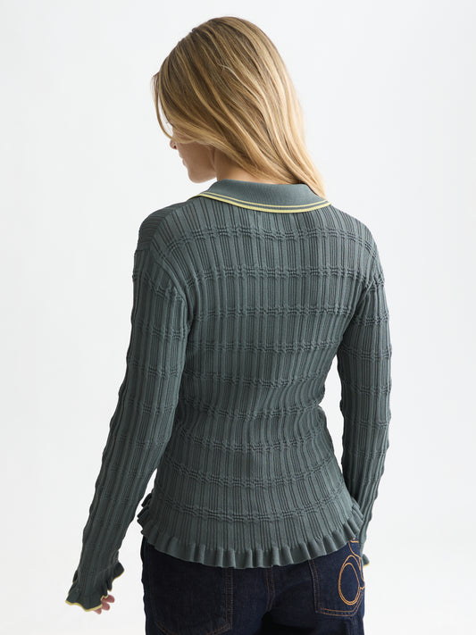 White Smoke חולצה ארוכה לנשים Ripple Stitch SCOTCH & SODA