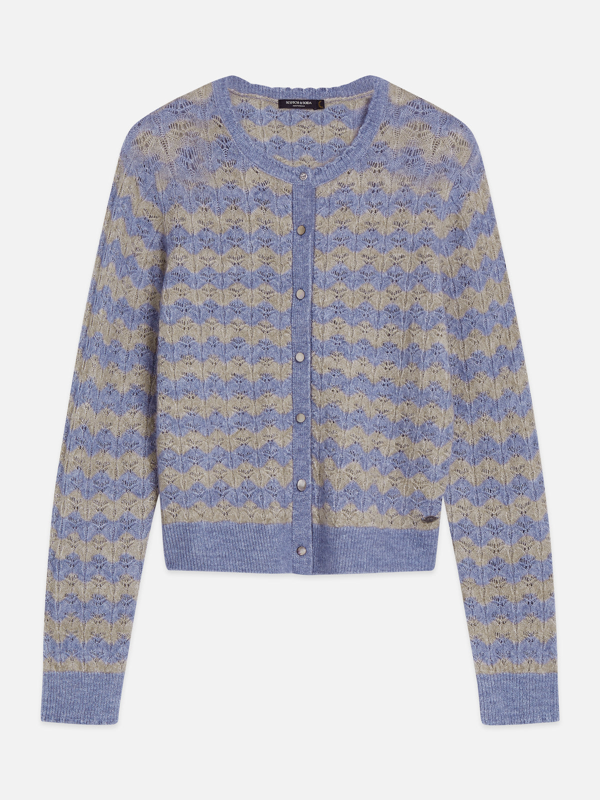 Light Slate Gray קרדיגן לנשים Pointelle Stitch SCOTCH & SODA