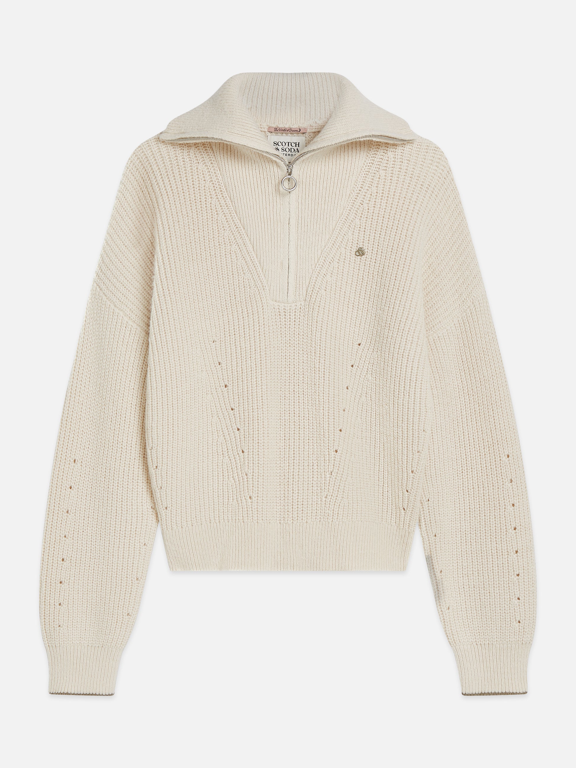 Light Gray סוודר לנשים Half-Zip SCOTCH & SODA
